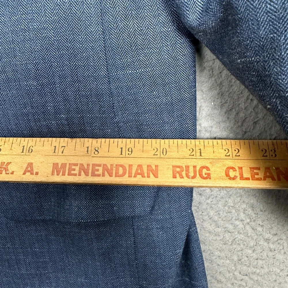Ibiza Blazer Mens 40R Mambo Blue Wool Silk Linen Herringbone Sport Coat Formal